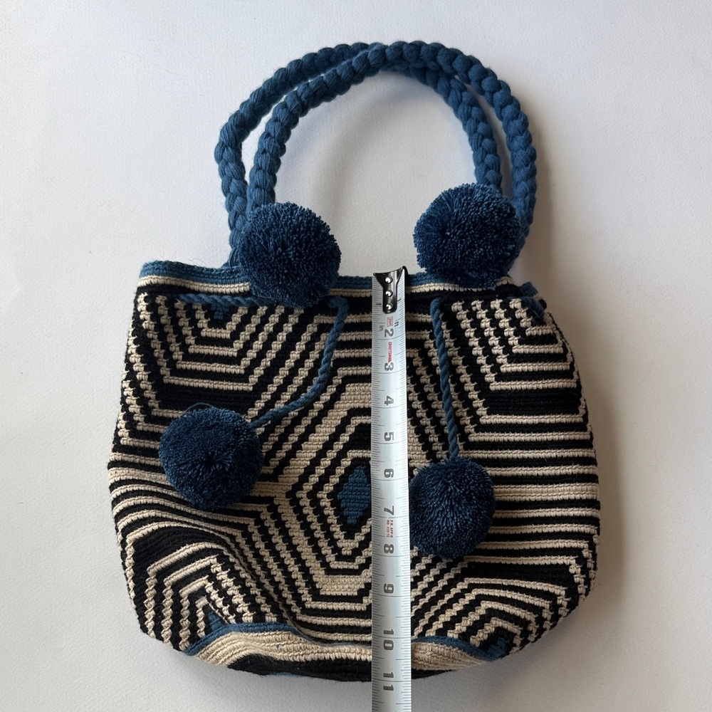Stylish Tan, Black, and Blue Women's Woven Bag - Picture 6 of 8